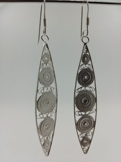 Silver Hand Made Filigree Earrings - Image 2